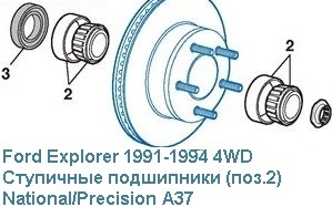 Подшипник переднего колеса	Explorer 1991-1994 4wd