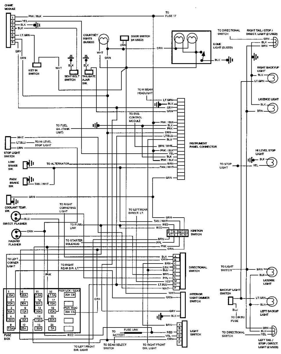 Схема электрическая Шевроле Каприз Wiring Diagram Chevrolet Caprice
